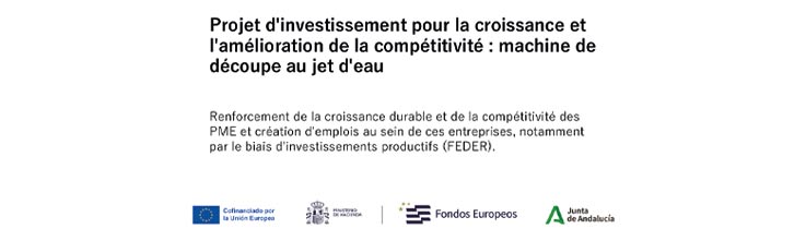 Project d'investissement pour la croissance et l'amélioration de la compétitivité : machine de découpe au jet d'eau