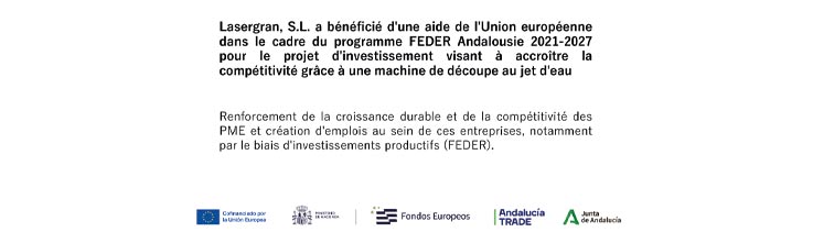 Project d'investissement pour la croissance et l'amélioration de la compétitivité : machine de découpe au jet d'eau